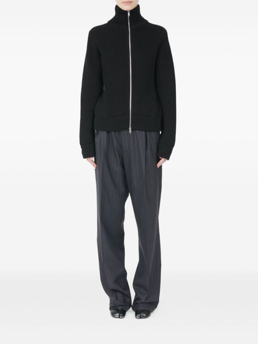 Maison Margiela Ribbed Knit Sweater With High Collar