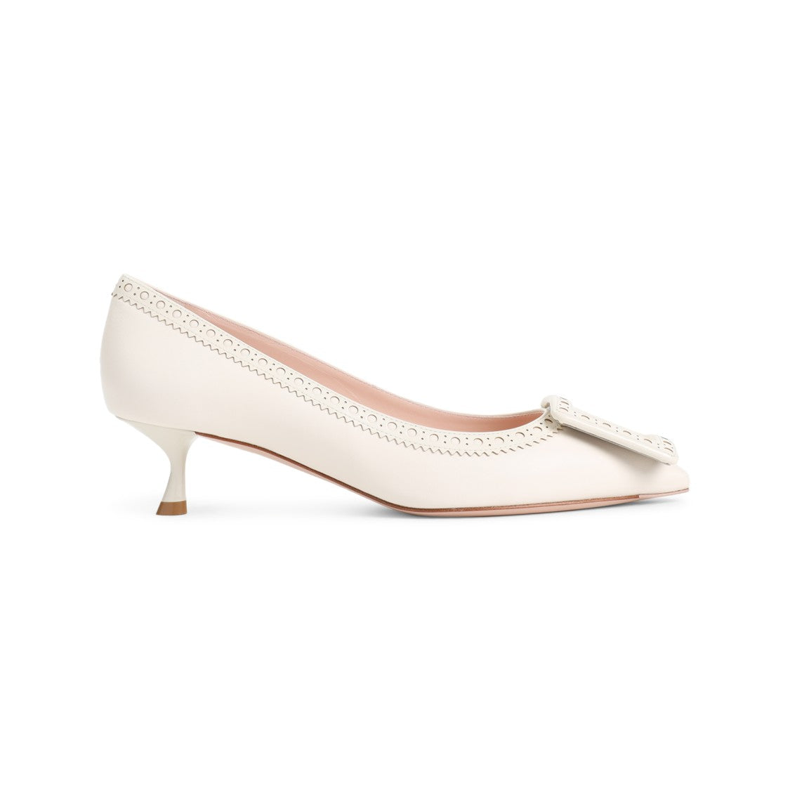 Roger Vivier Cire White Lamb Leather Viv In The City Perforated 45 Decollete Pumps