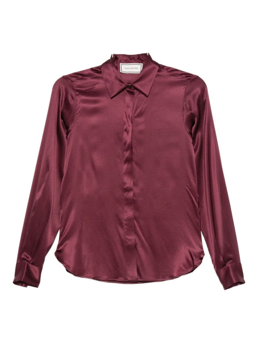 Tagliatore Violet Silk Blend Shirt With Tailored Fit