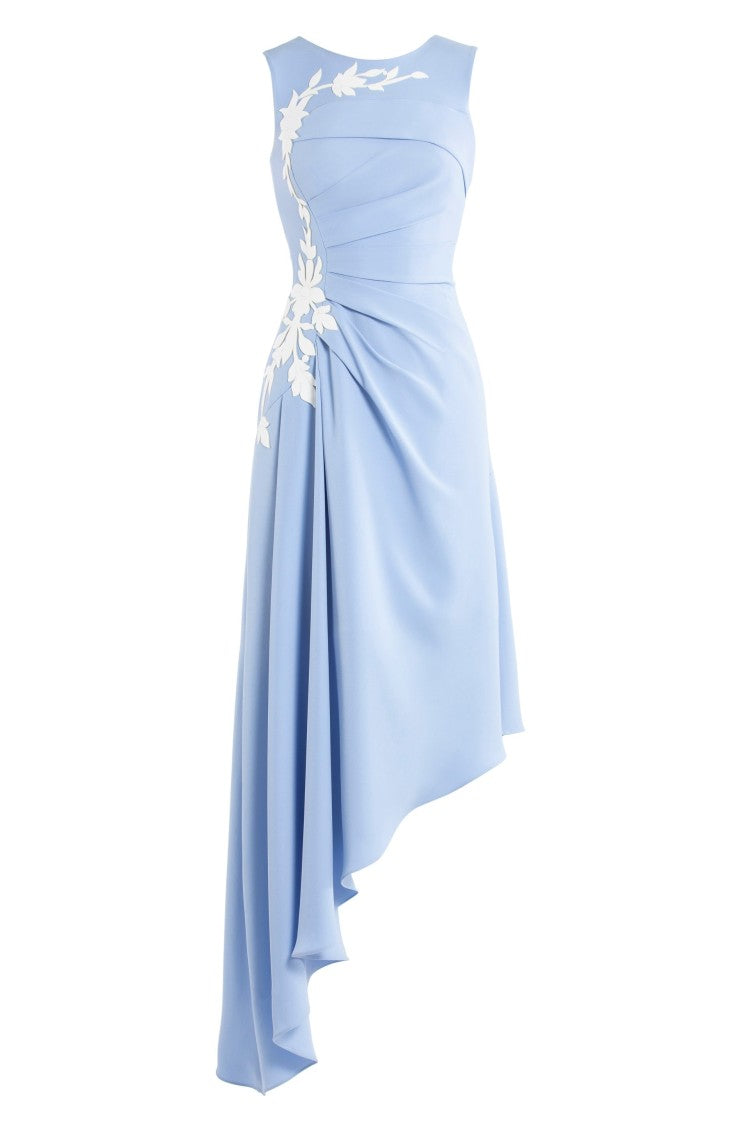 Saiid Kobeisy Crepe, High-Low Dress With Matching Embroidery