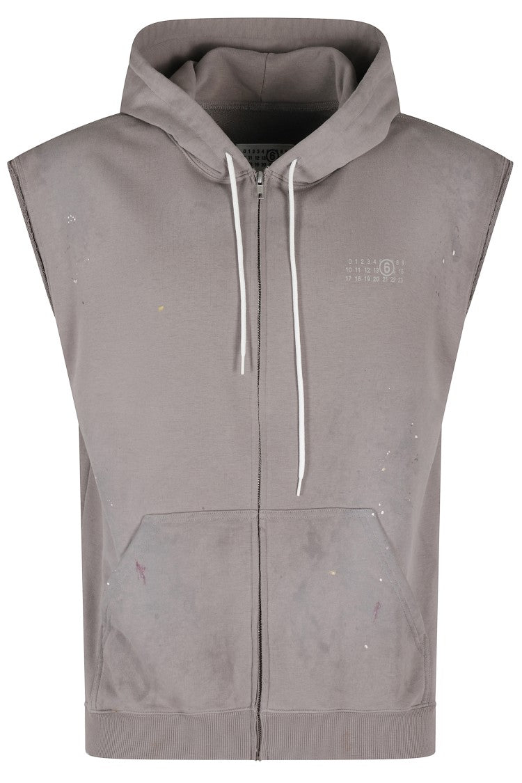 Mm6 By Maison Margiela Sleeveless Vintage Effect Sweat Jacket