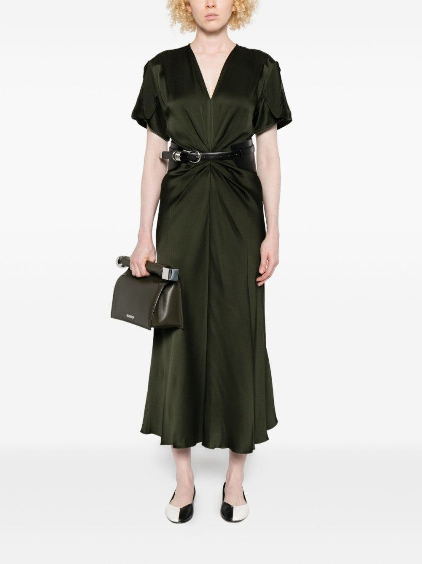 Victoria Beckham Midi Dress With Deep V-Neckline