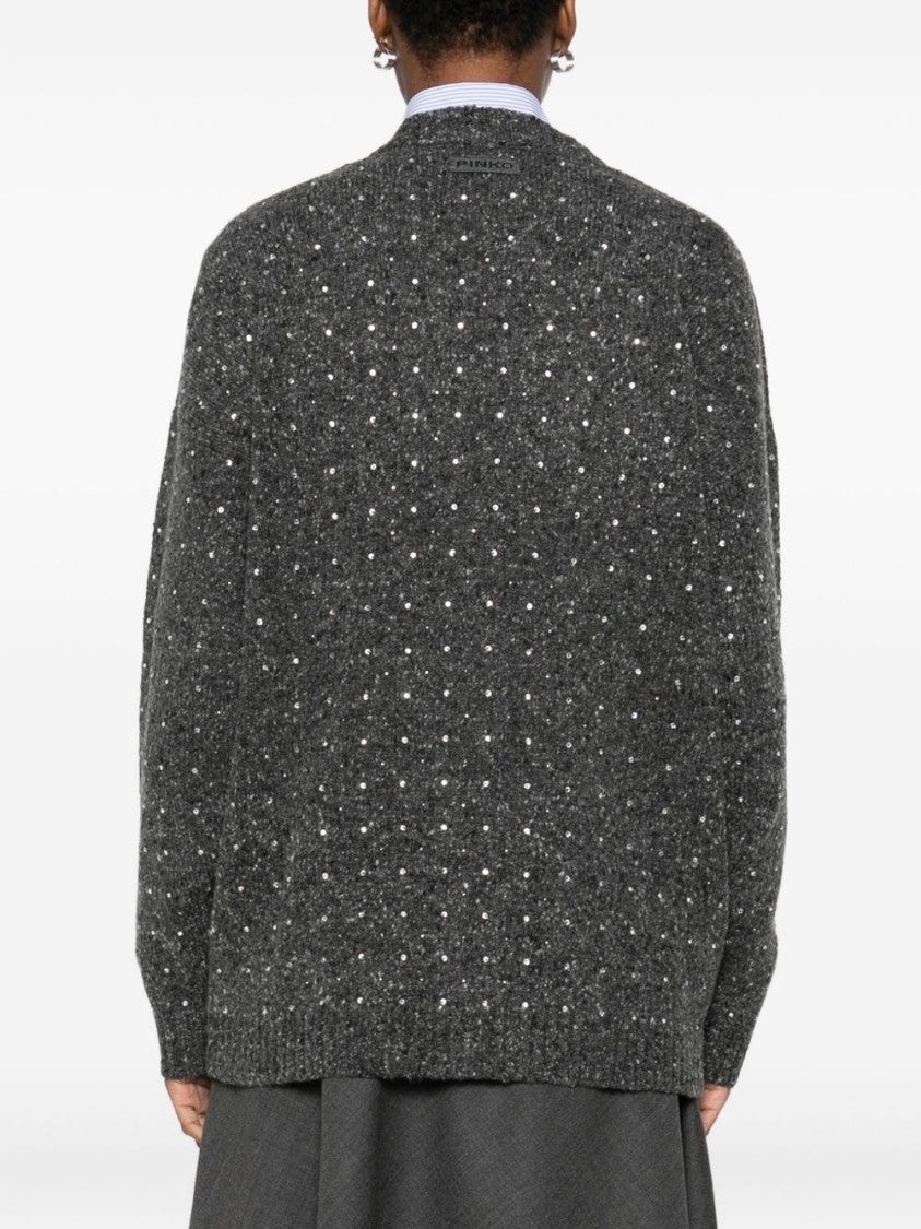 Pinko Textured Knit Cardigan With Deep V-Neck