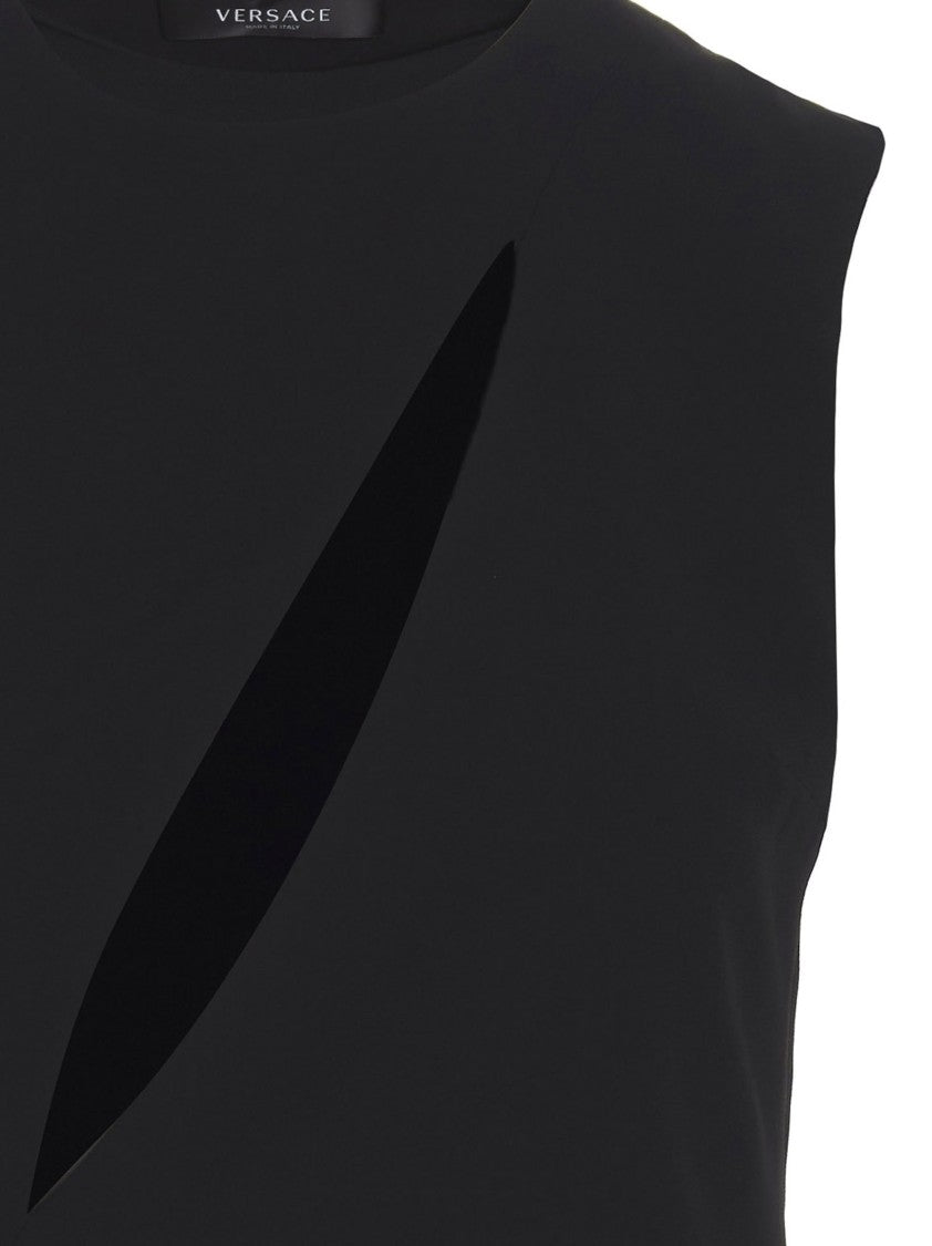 Versace Cut-Out Black Midi Dress With Side Split
