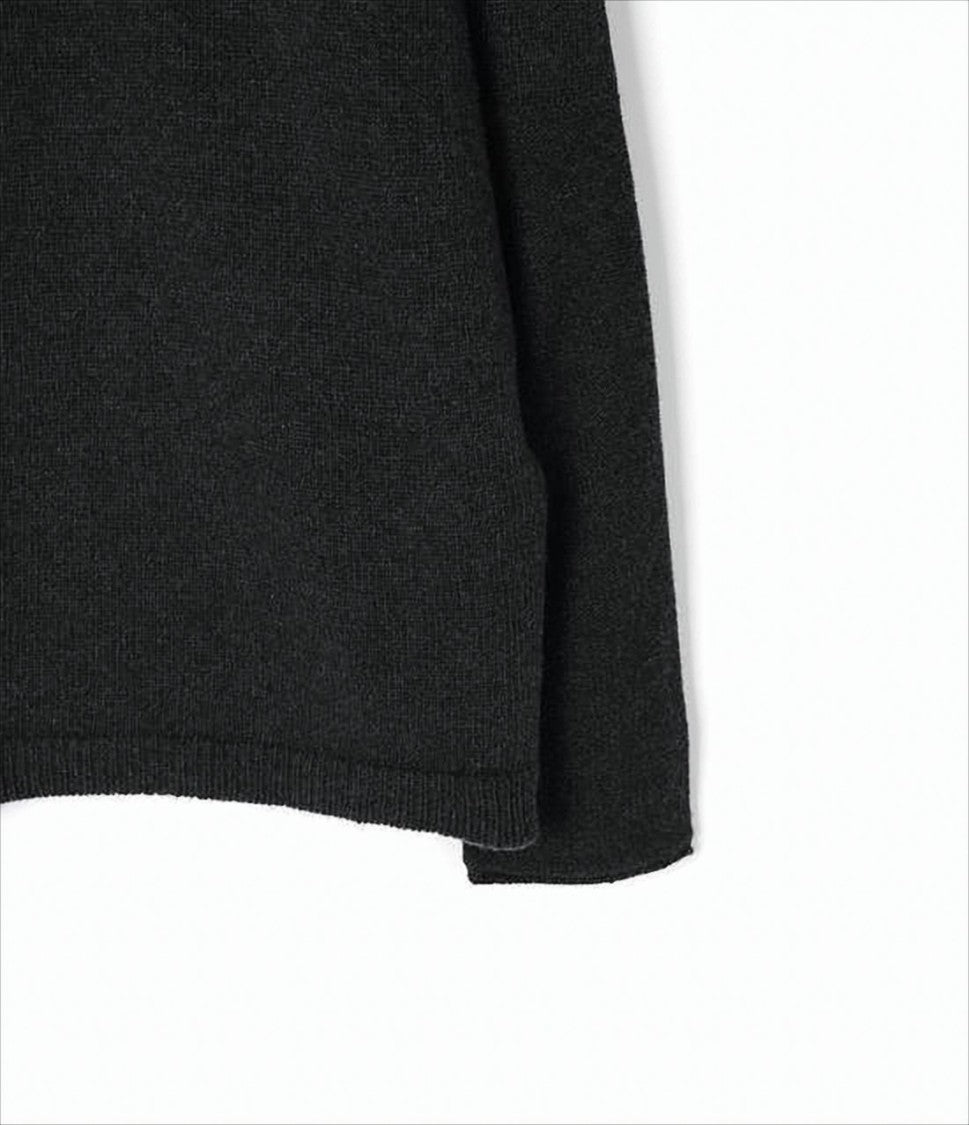 Stone Island Charcoal Grey Turtleneck Sweater With Half-Zip Closure