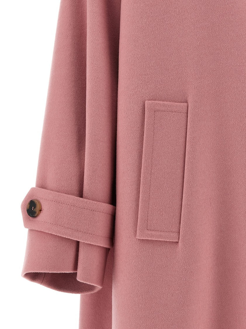 Alberto Biani Long Wool Coat With Classic Shirt Collar