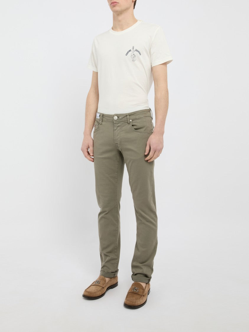 Tramarossa Olive Green Slim-Fit Denim Jeans