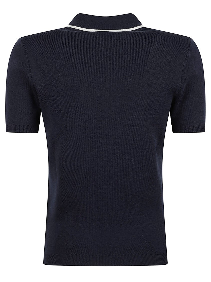 Valentino Garavani Cherry Patch Zip Closure Polo Shirt