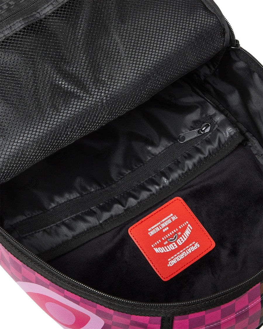 Sprayground Bold Checkerboard Backpack With Graphic Shark Design