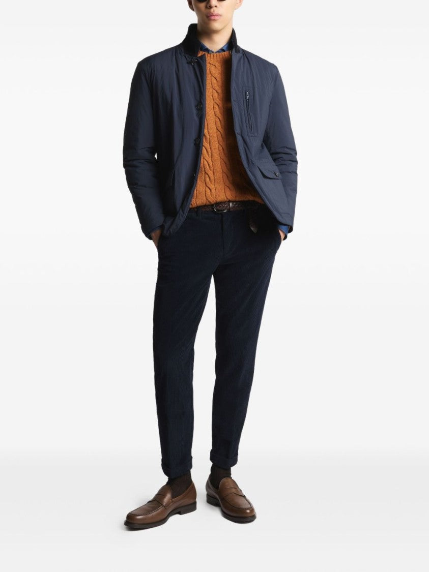 Fay Contemporary Blue Coat With High Collar