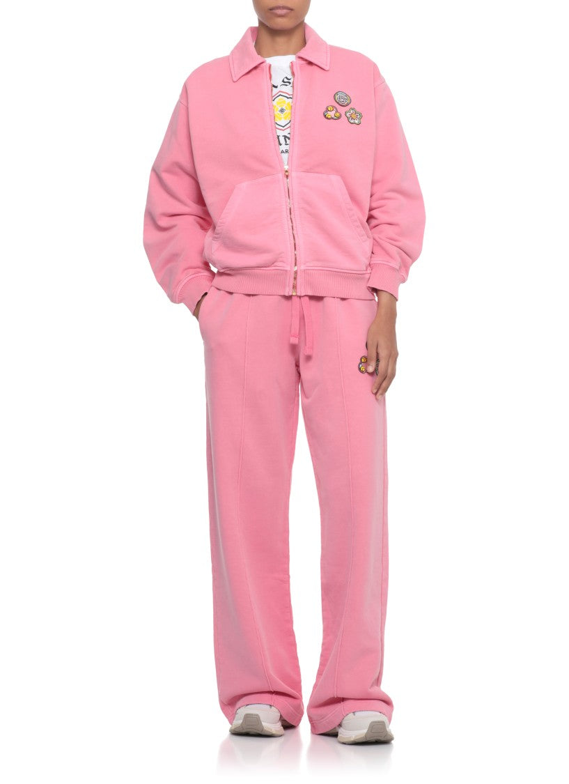 Casablanca Soft Cotton Sweatshirt With Contrasting Patches And Zip Closure