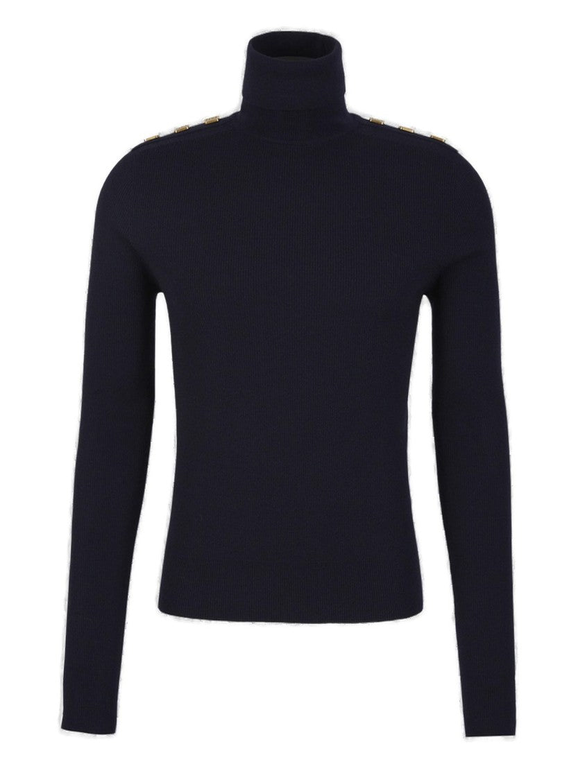 Balmain Shoulder Buttoned Turtleneck