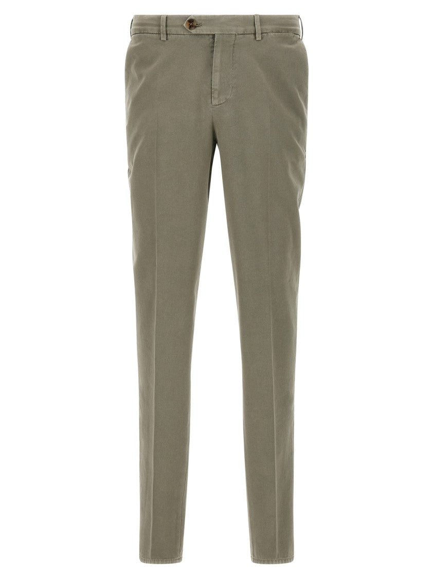 Brunello Cucinelli Garment-Dyed Cotton Trousers With Zip Closure
