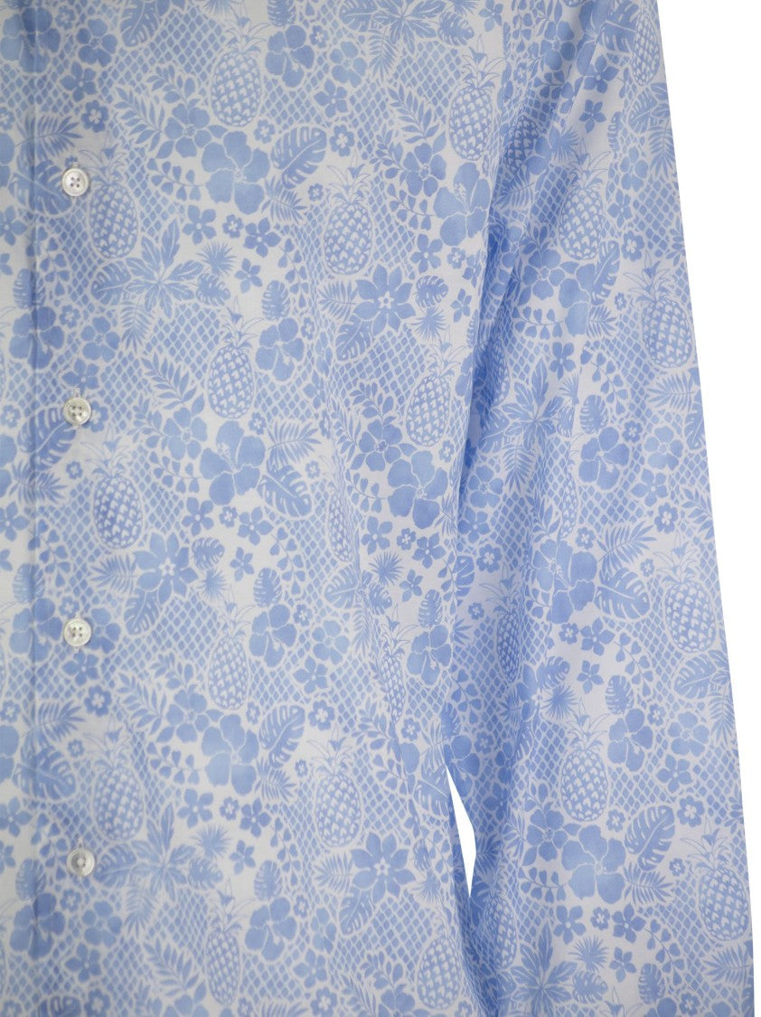 Fedeli Printed Stretch Cotton Voile Shirt
