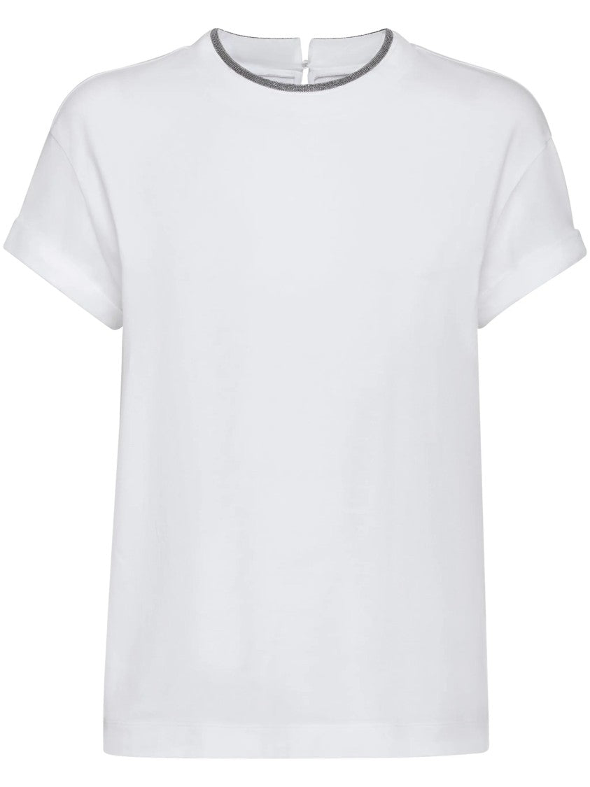 Brunello Cucinelli Relaxed Fit Keyhole Detail T-Shirt