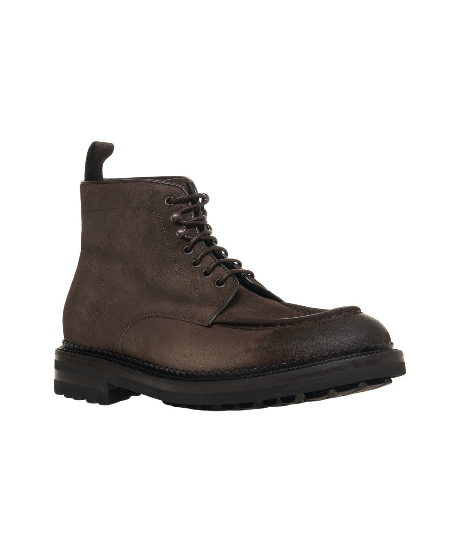 Green George Lace-Up Ankle Boots In Nubuck Leather