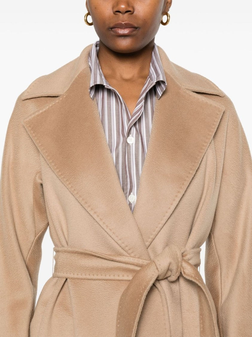 Max Mara Double-Breasted Beige Coat With Tied Waist