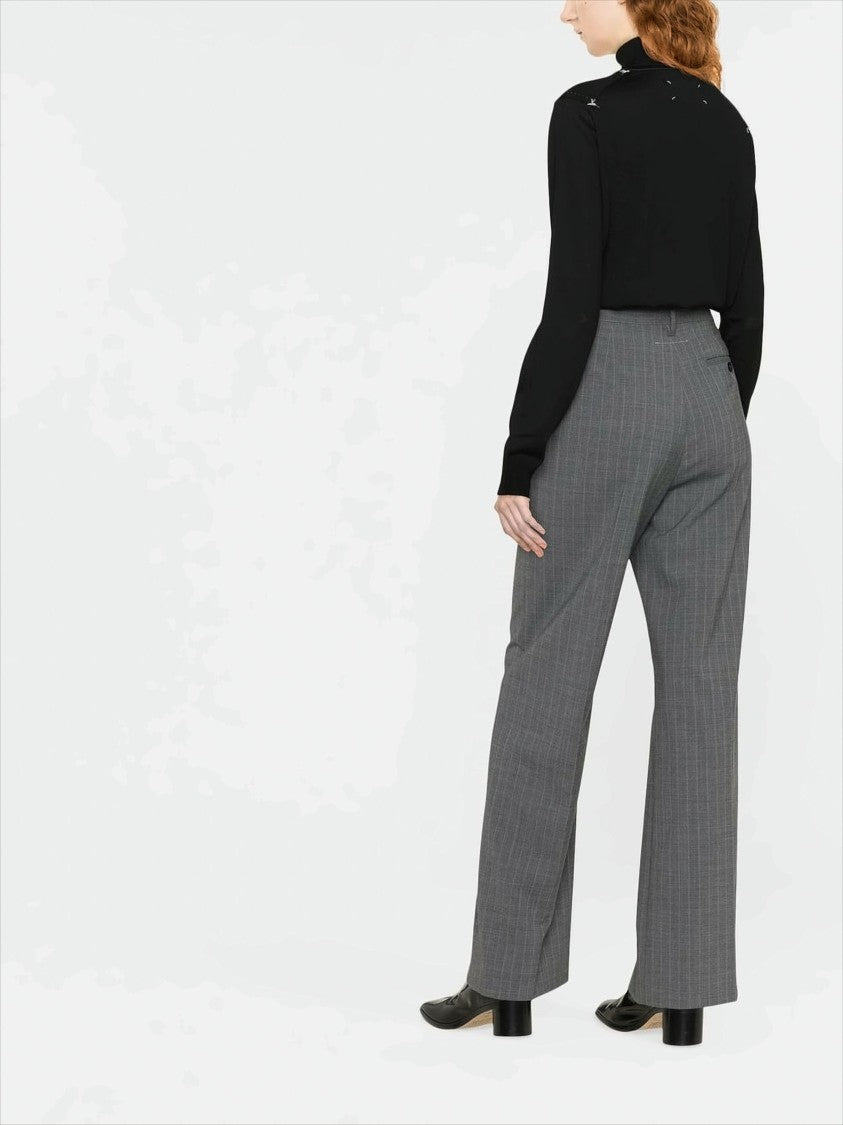 Maison Margiela High-Neck Wool Knit Sweater With Subtle Stitch Detailing