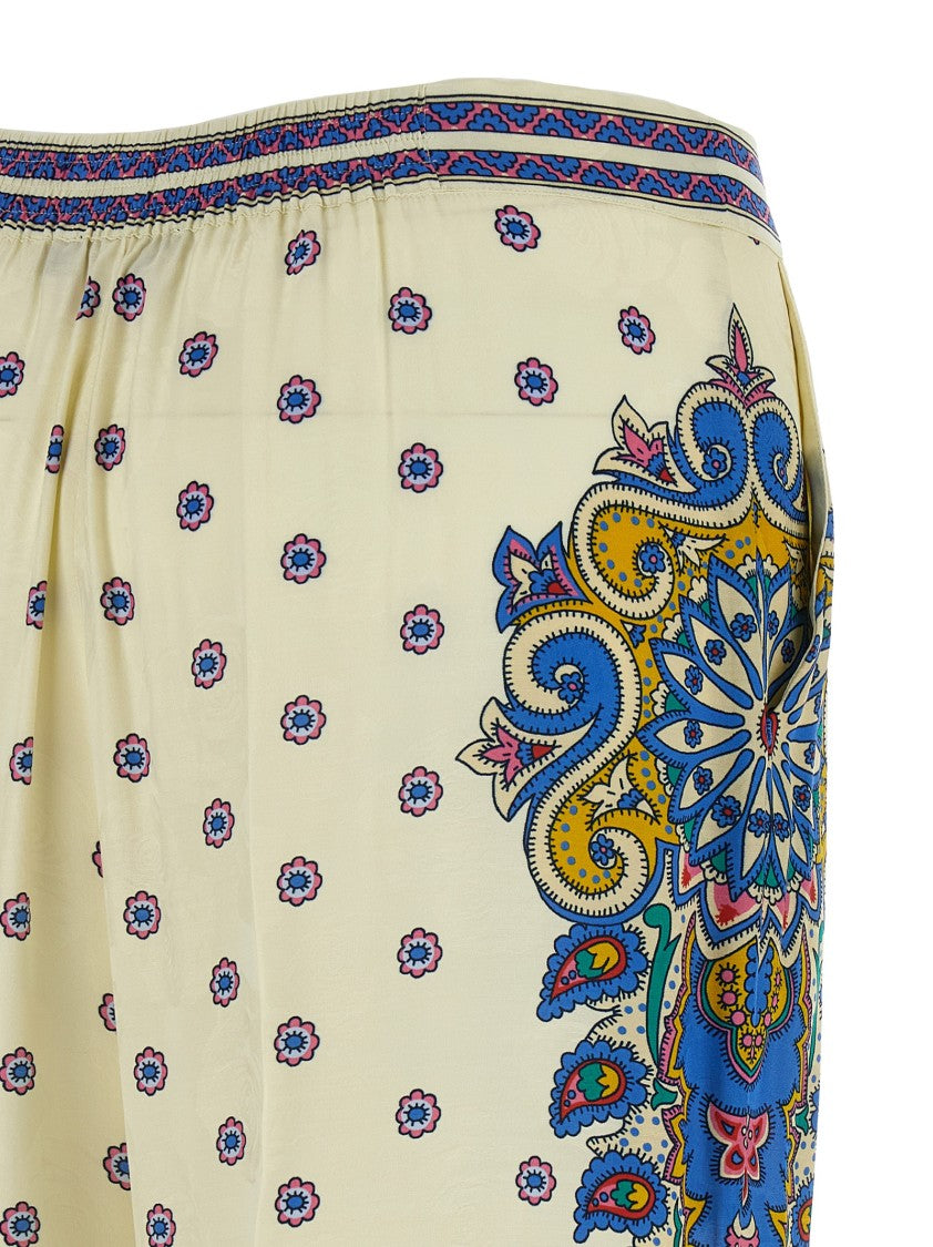 Etro Silk Blend Palazzo Pants With Jacquard Roses