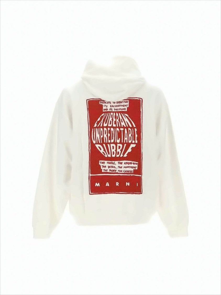 Marni Relaxed Fit Cotton Hoodie With Graphic Prints