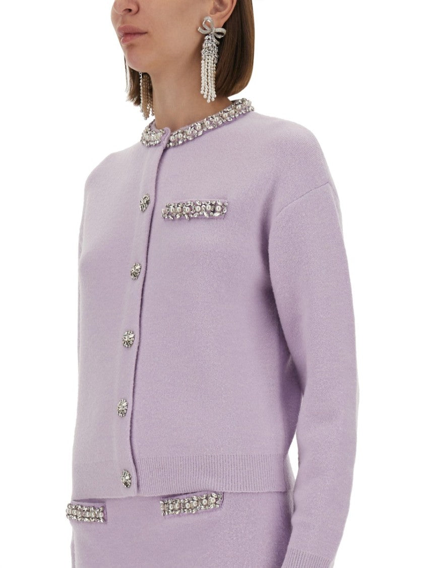 Self-Portrait Knitted Cardigan With Crystals