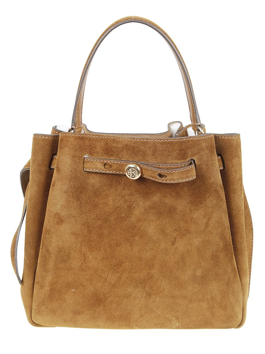 Tory Burch Structured Bovine Suede Shopper Bag With Decorative Strap