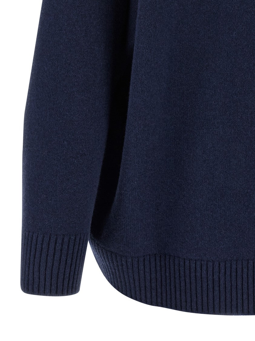 Alberta Ferretti V-Neck Cashmere And Silk Blend Cardigan With Crystal Embroidery