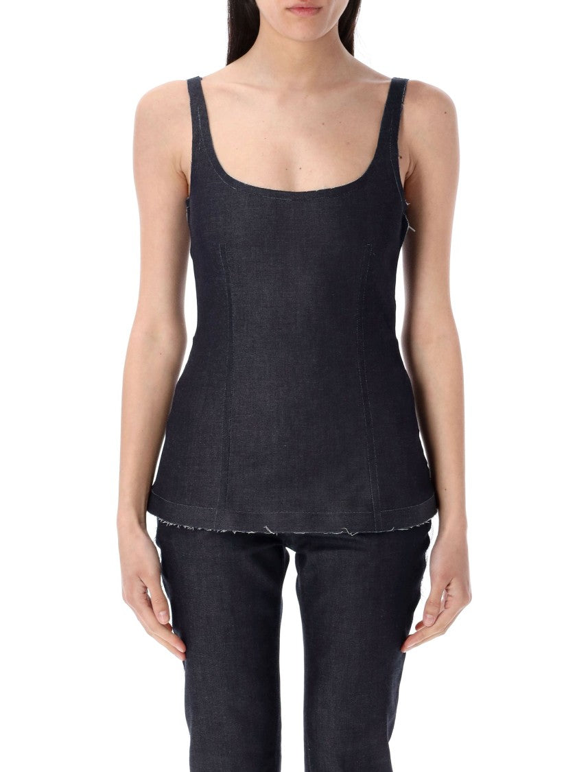 Marni Fitted Denim Top With Square Neckline