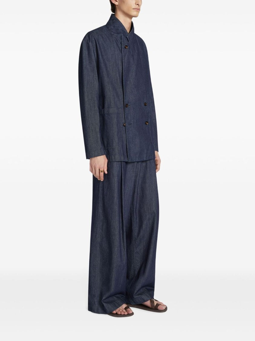 Dries Van Noten Indigo Blue Double-Breasted Denim Blazer