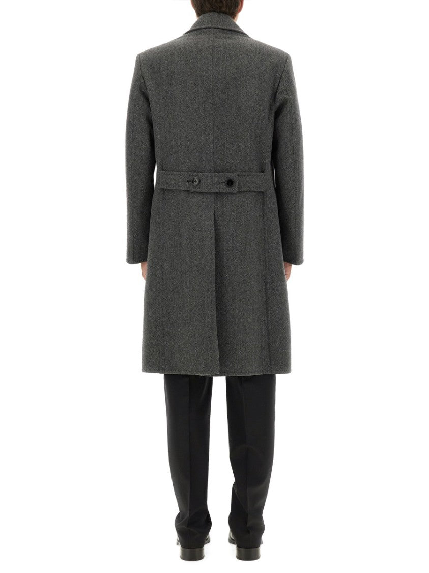 Tom Ford Double-Breasted Grey Coat With Structured Silhouette