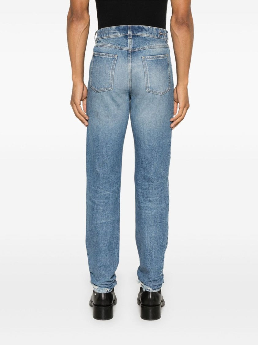 Givenchy Washed Denim Tapered Leg Jeans With Contrast Stitching