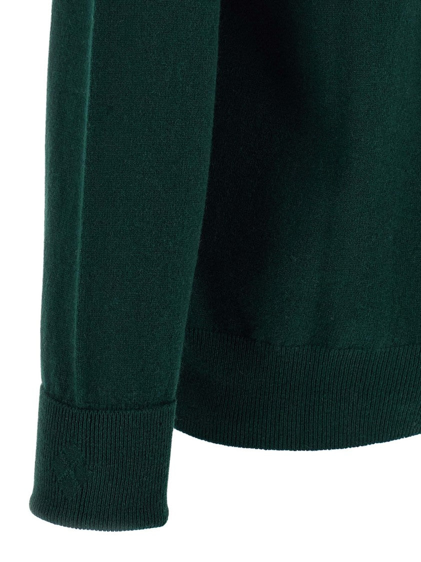 Ballantyne V-Neck Cashmere Sweater With Ribbed Detailing