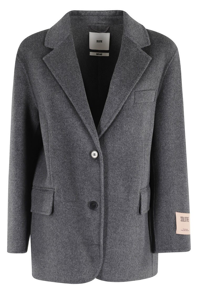 Solotre Structured Anthracite Jacket With Classic Revers Collar