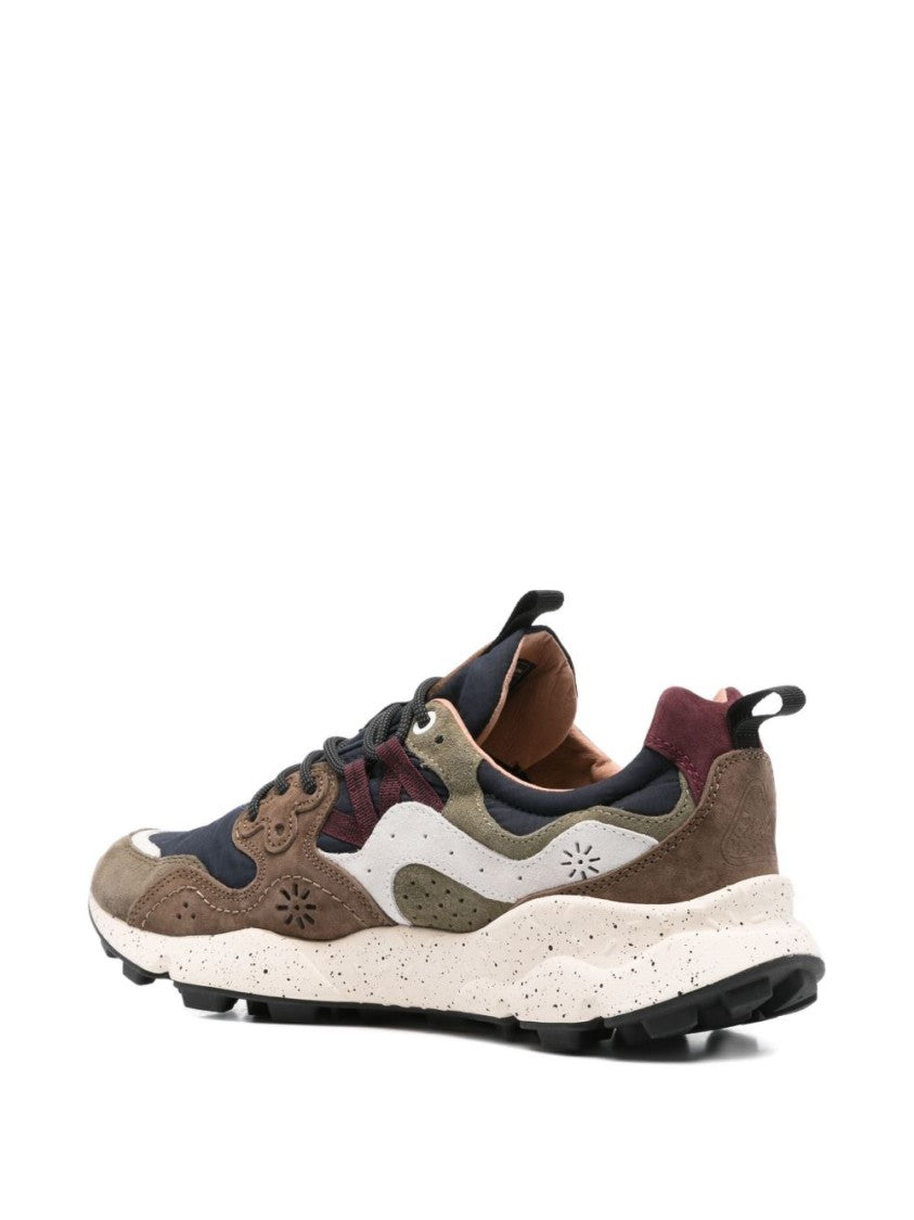 Flower Mountain Multi-Tone Calfskin Sneakers With Cushioned Interior