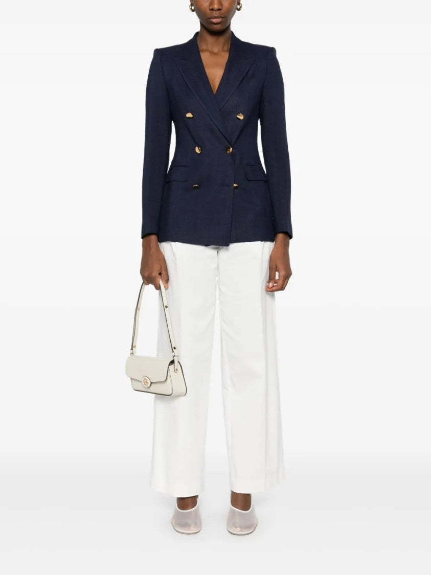 Tagliatore Tailored Double-Breasted Blazer With Gold-Tone Accents