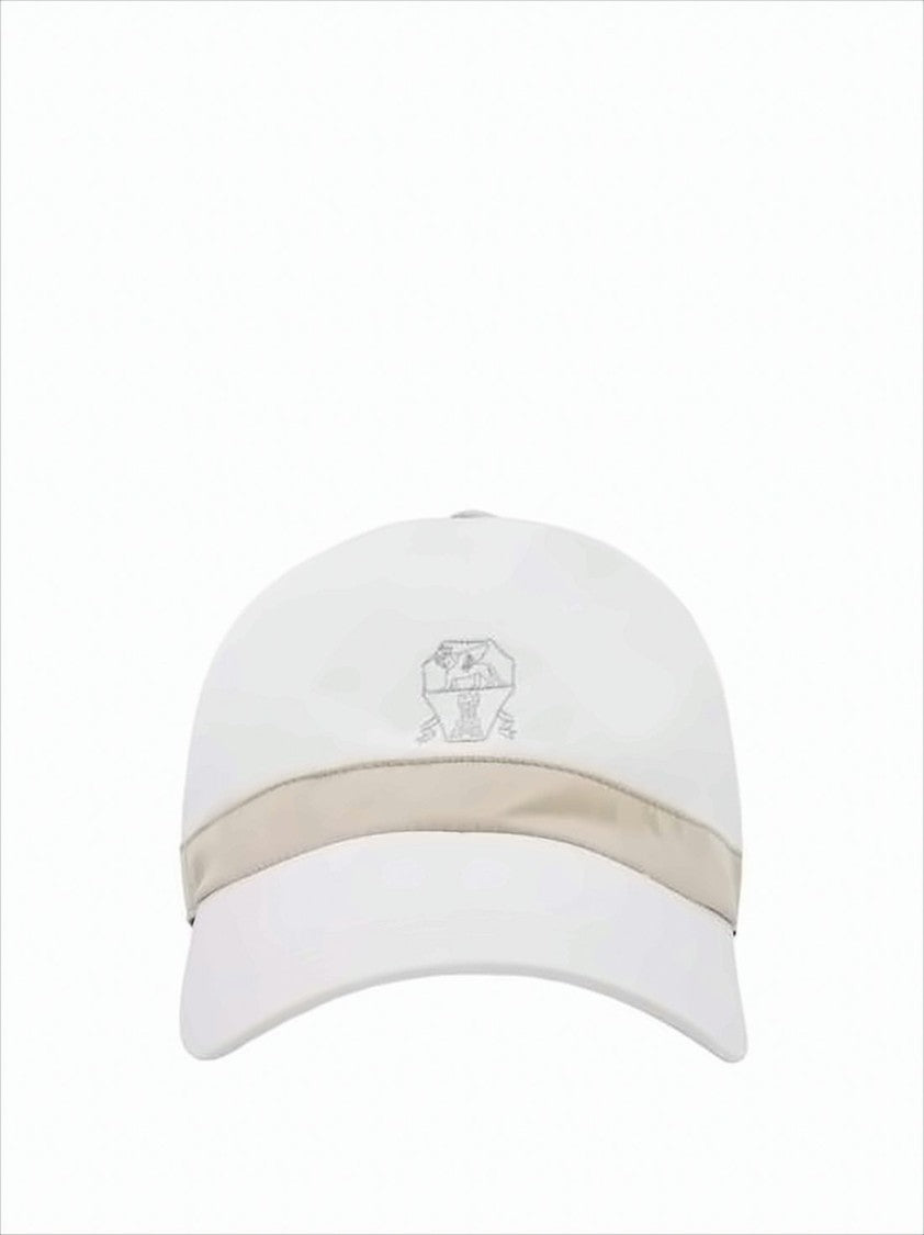 Brunello Cucinelli White Cap With Embroidered Emblem