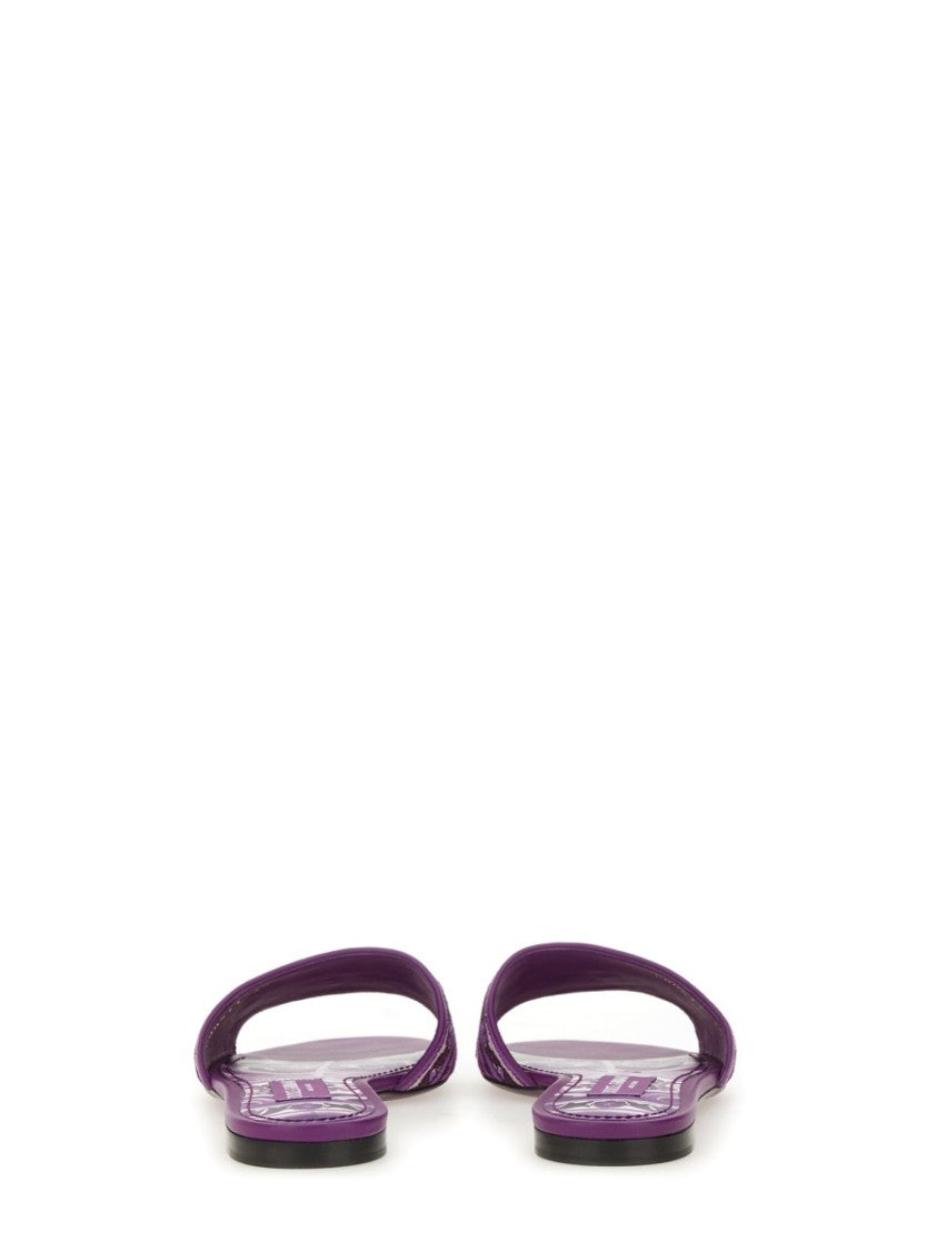 Dolce & Gabbana Purple Slide Sandal With Intricate Embroidery