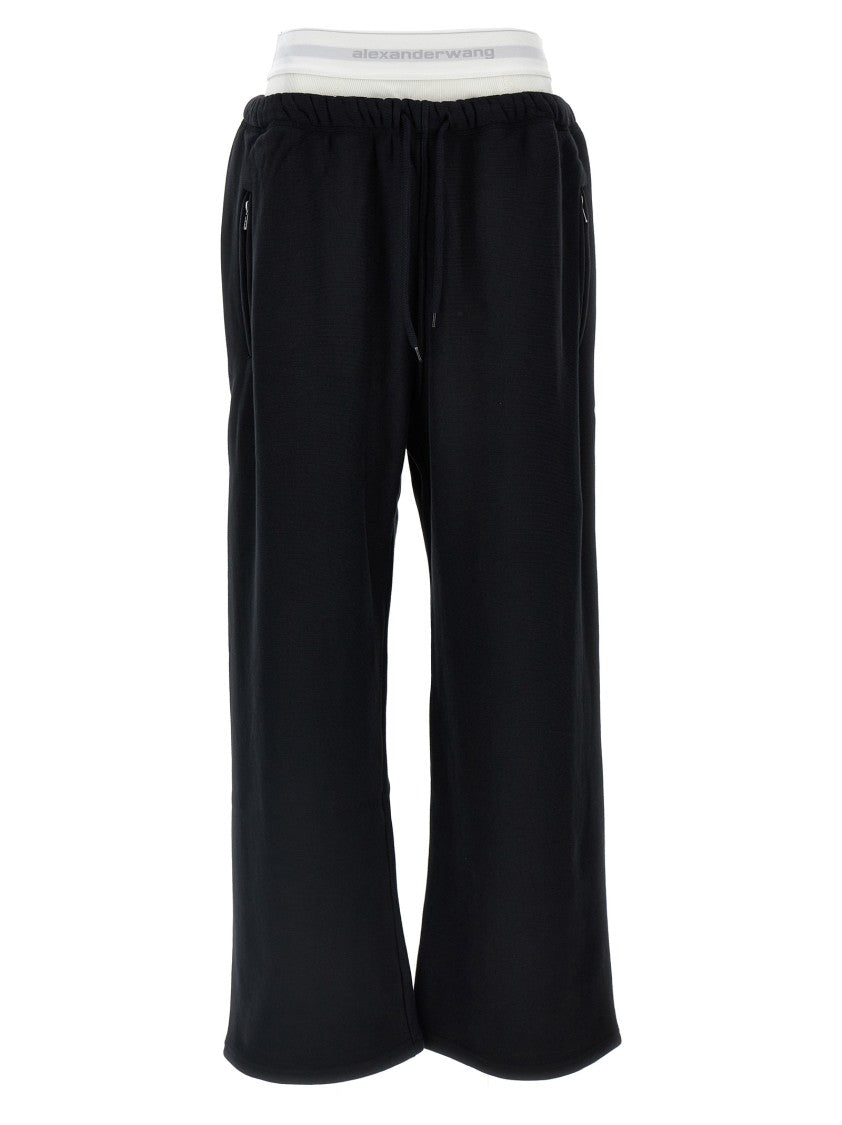 T By Alexander Wang Wide Leg W/ Logo Elastic Exposed Brief' Joggers