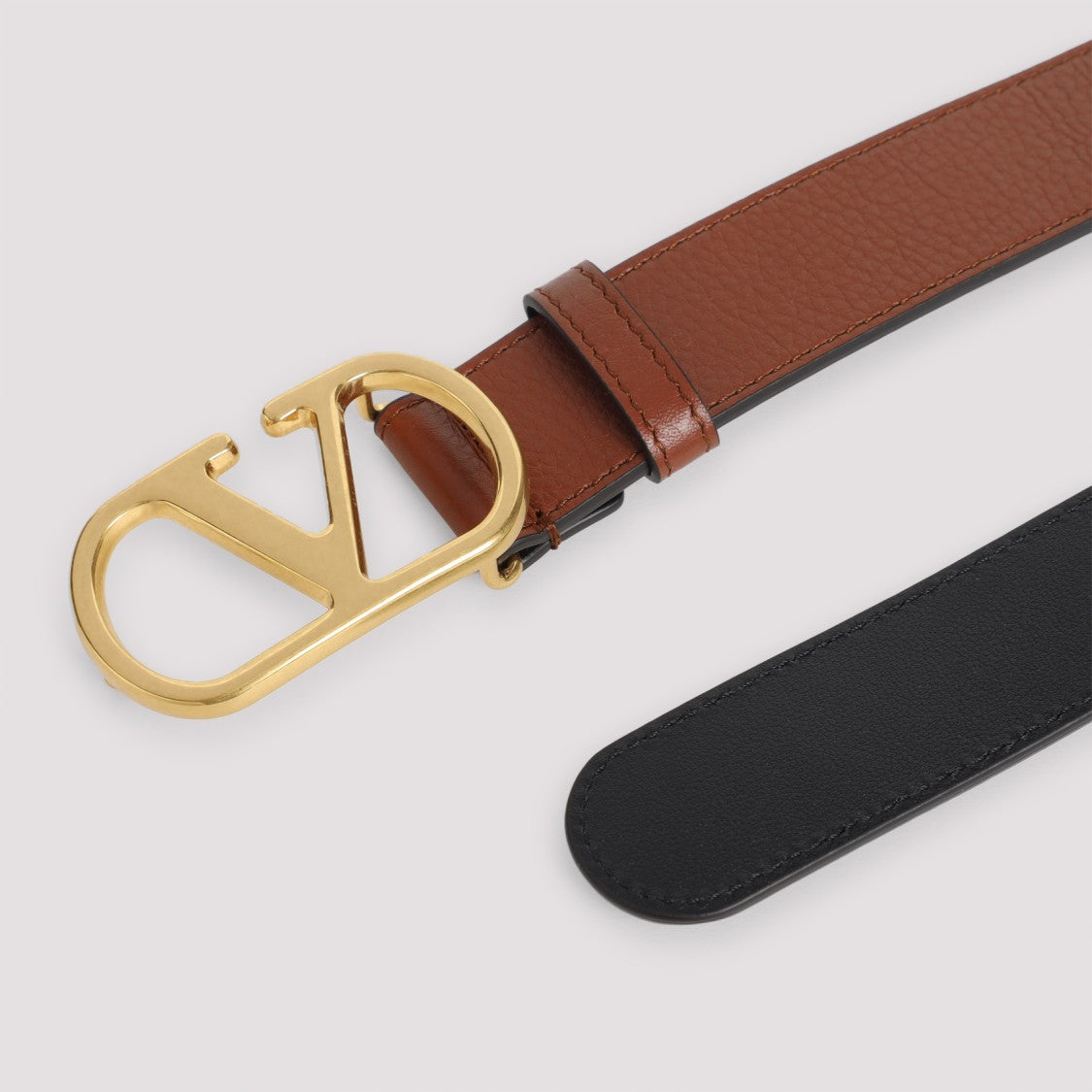 Valentino Garavani Vlogo 30 Brown Leather Belt