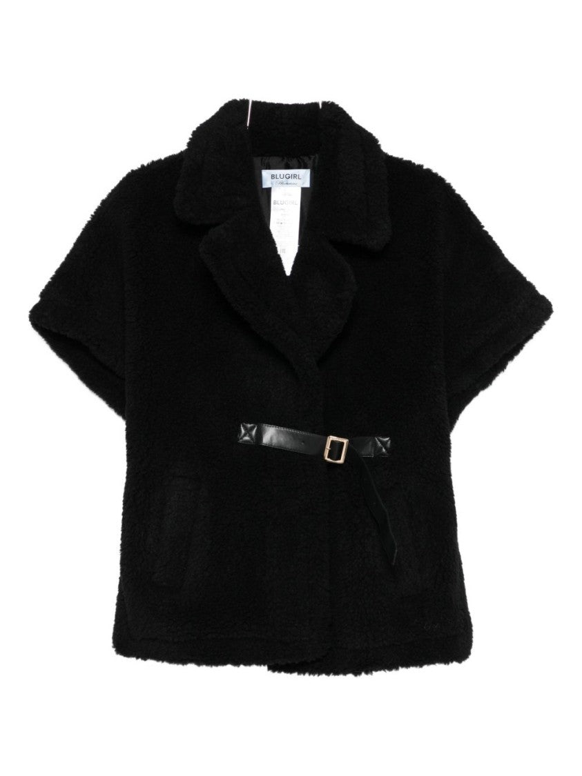 Blugirl Knitwear Black Jacket With Plush Texture