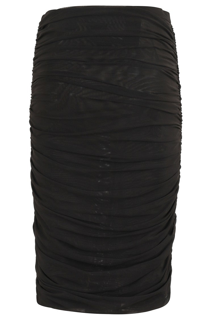 Federica Tosi Draped Tulle Midi Skirt With Side Zipper