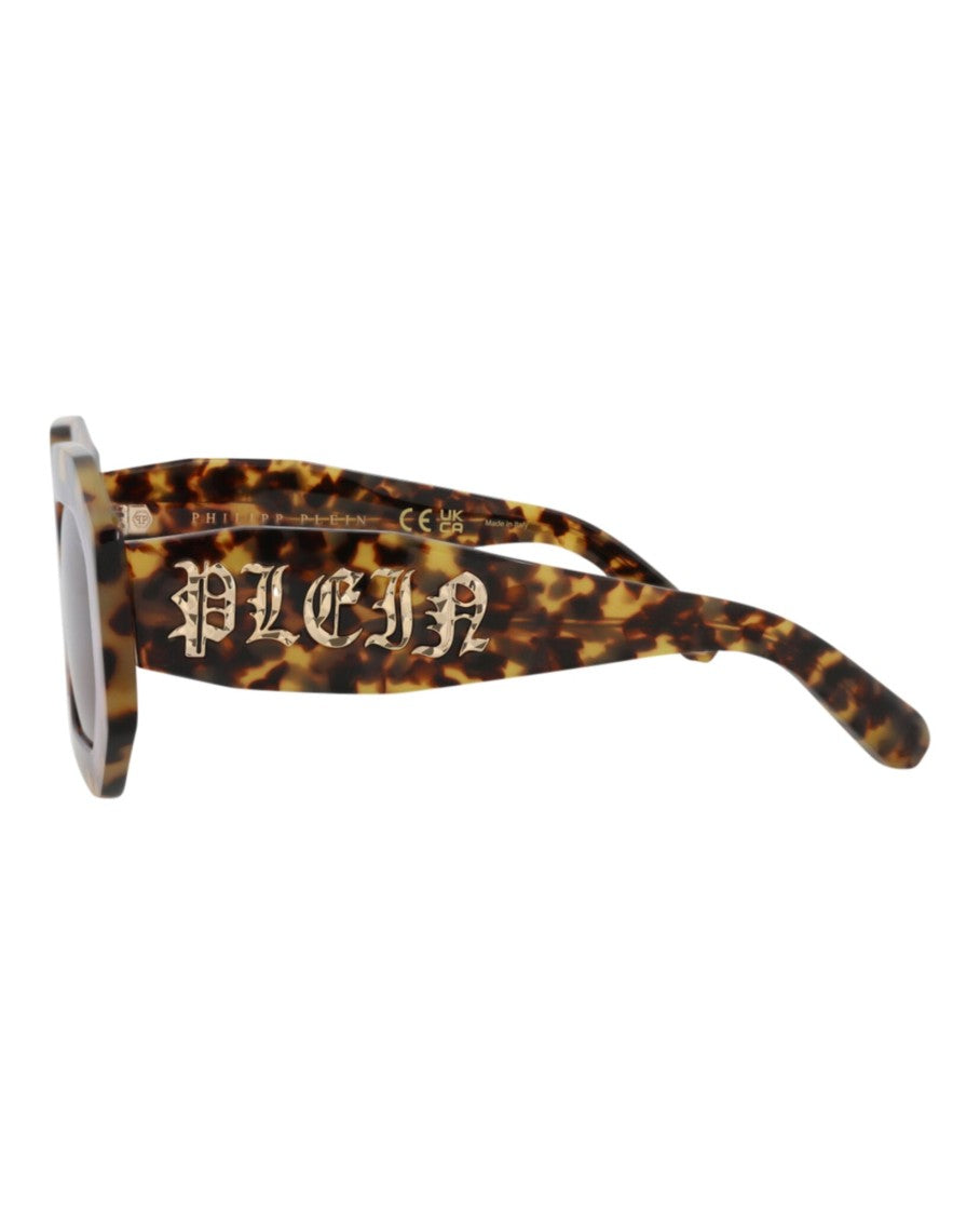 Philipp Plein Tortoiseshell Square-Frame Acetate Sunglasses With Saddle Nose Bridge