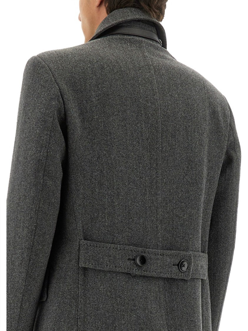 Tom Ford Double-Breasted Grey Coat With Structured Silhouette