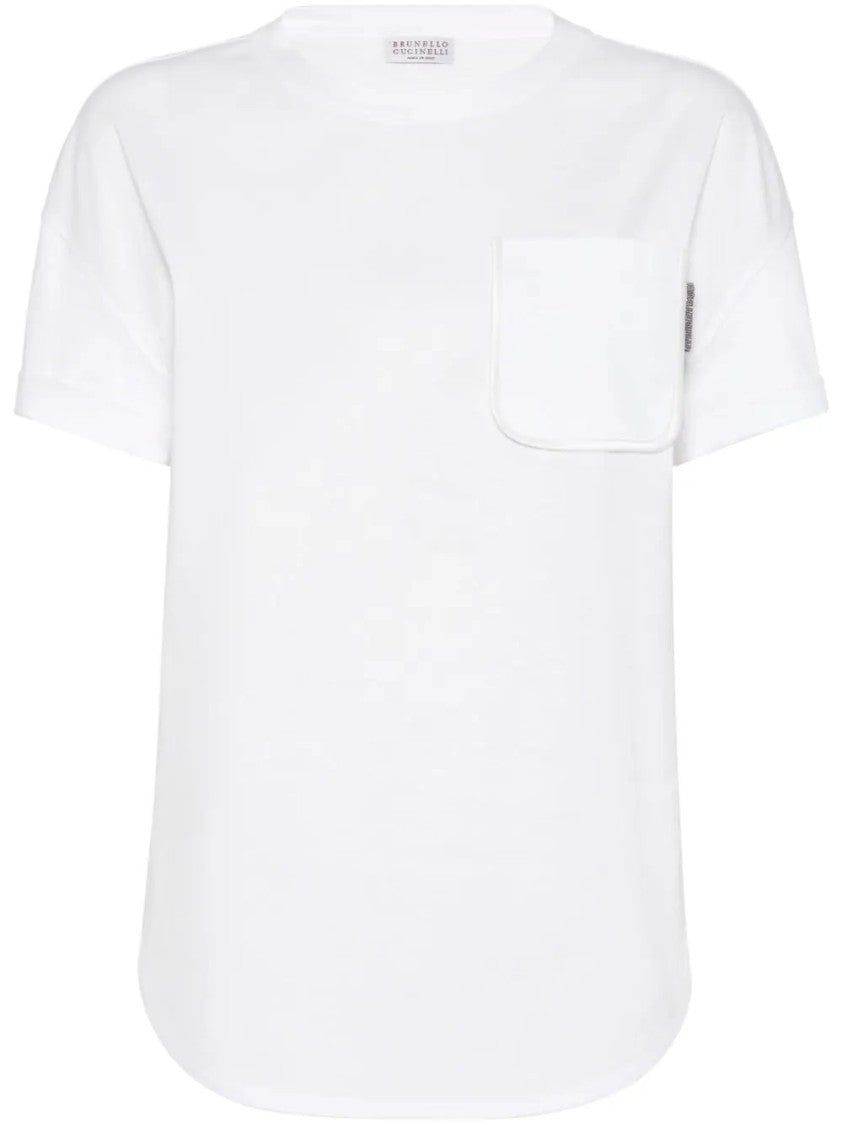 Brunello Cucinelli Relaxed-Fit White Cotton T-Shirt With Chest Pocket