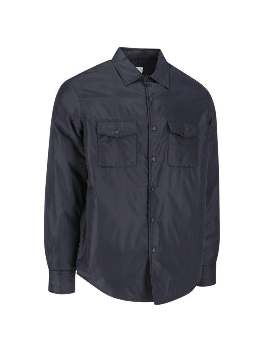 Aspesi Blue Button-Up Shirt With Chest Pockets