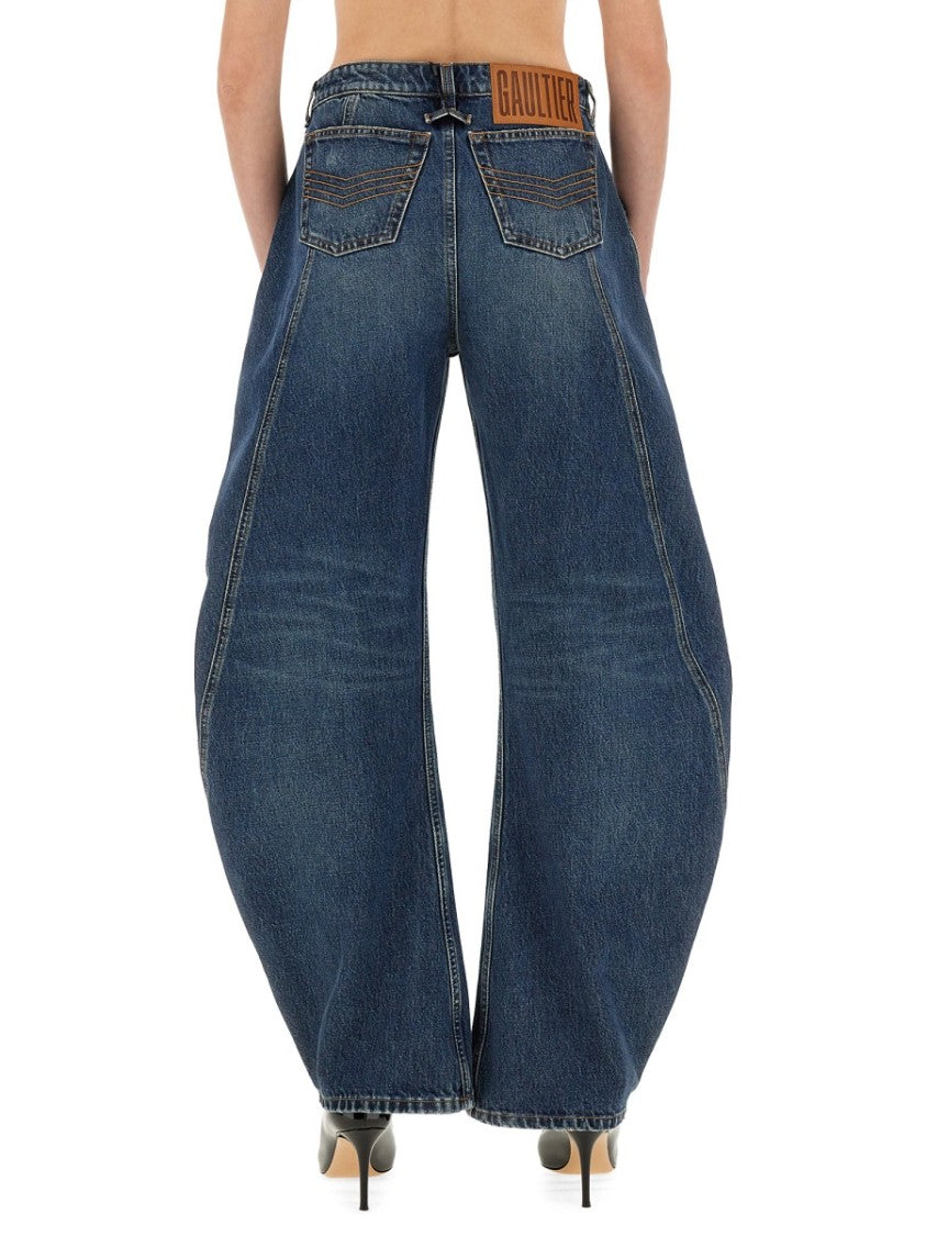 Jean Paul Gaultier Relaxed-Fit Low-Rise Jeans With Unique Side Zipper