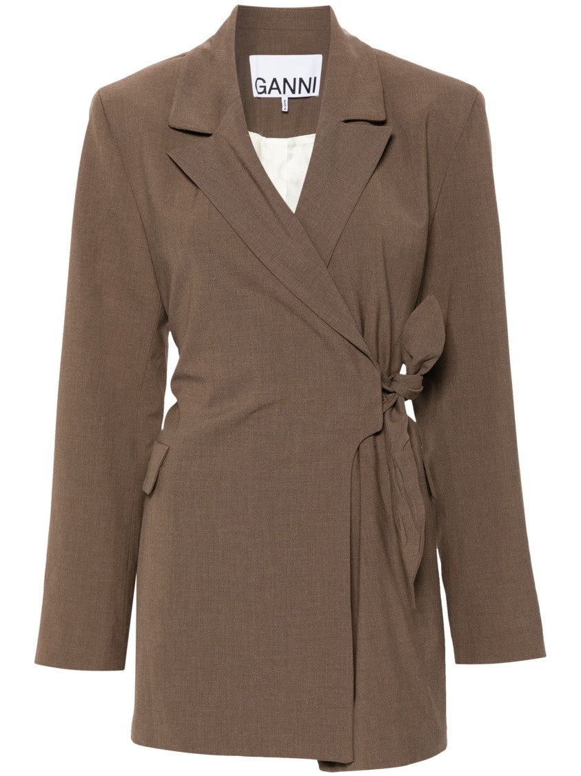 Ganni Drapey Melange Knot Blazer