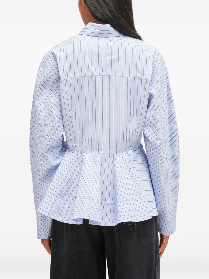 Ganni Structured Lilac Shirt With Flared Peplum Hem