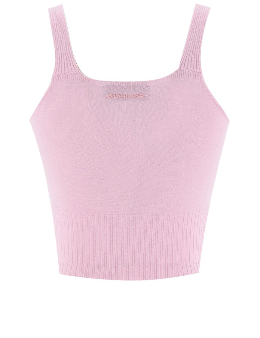 Ermanno Firenze Cropped Pink Top With V-Neckline