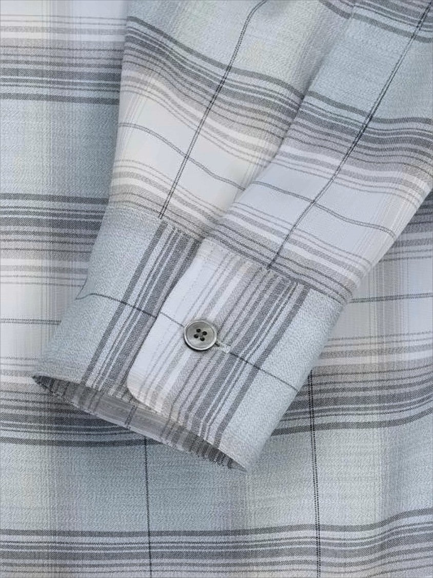 Auralee Plaid Wool Long-Sleeve Shirt